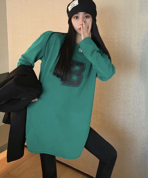 meJane(ミージェーン)の「BロゴプリントルーズシルエットロンT【ZOZOTOWN限定】(Tシャツ/カットソー・レディース・ホワイト/グリーン・FREE)」の14枚目の写真