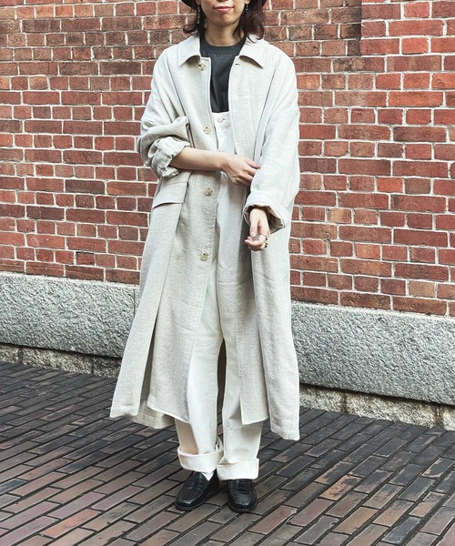 SETTO（セット）の「LEAF COAT：ステンカラーコート（ステンカラーコート・レディース・キナリ/ダークグレー・S/M/XS）」の2枚目の写真