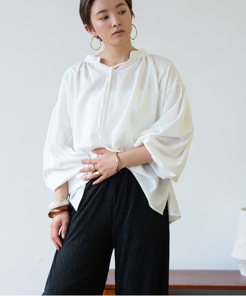 HANNE（アン）の「ボリュームスリーブブラウス（シャツ/ブラウス・レディース・ホワイト/ブラック・フリー）」の10枚目の写真