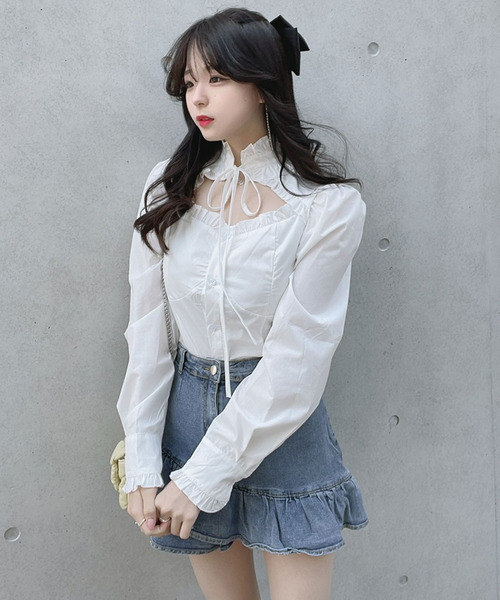 titty＆Co. PETIT by poyo（ティティーアンドコープティバイポヨ）の「【titty&Co.PETIT by POYO】ヘムフリルデニムミニスカパン（デニムスカート・レディース・ブルー・SMALL/MEDIUM）」の8枚目の写真