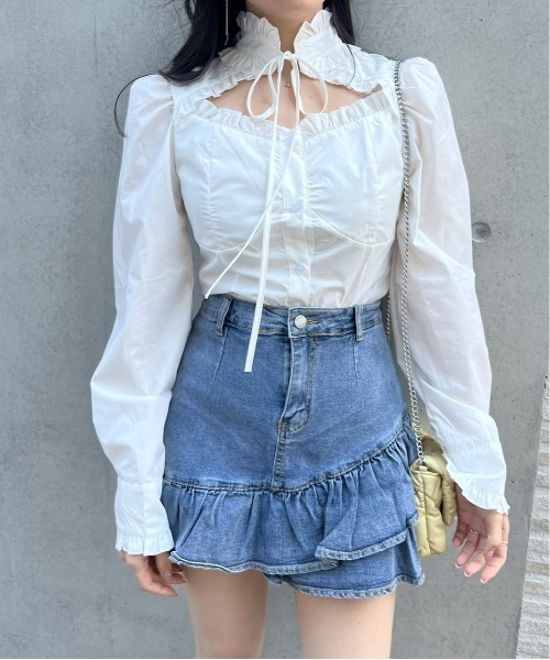 titty＆Co. PETIT by poyo（ティティーアンドコープティバイポヨ）の「【titty&Co.PETIT by POYO】ヘムフリルデニムミニスカパン（デニムスカート・レディース・ブルー・SMALL/MEDIUM）」の20枚目の写真