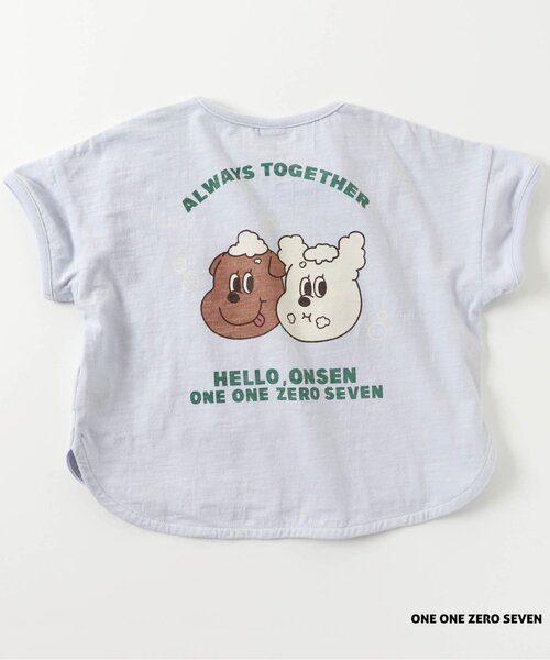 apres les cours（アプレレクール）の「1107 HELLO ONSEN Tシャツ（Tシャツ/カットソー・キッズ・サックスブルー/イエロー/パープル/オフホワイト・100/120/130/110/80/90）」の3枚目の写真