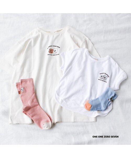 apres les cours（アプレレクール）の「1107 HELLO ONSEN Tシャツ（Tシャツ/カットソー・キッズ・サックスブルー/イエロー/パープル/オフホワイト・100/120/130/110/80/90）」の6枚目の写真