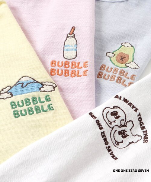 apres les cours（アプレレクール）の「1107 HELLO ONSEN Tシャツ（Tシャツ/カットソー・キッズ・サックスブルー/イエロー/パープル/オフホワイト・100/120/130/110/80/90）」の10枚目の写真