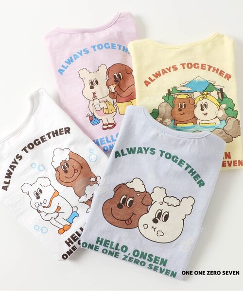 apres les cours（アプレレクール）の「1107 HELLO ONSEN Tシャツ（Tシャツ/カットソー・キッズ・サックスブルー/イエロー/パープル/オフホワイト・100/120/130/110/80/90）」の11枚目の写真