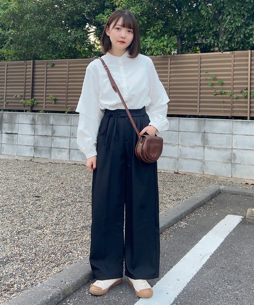 Cham.（チャム）の「ウエストリボンワイドパンツ（その他パンツ・レディース・ブラック/ベージュ/ブラウン・F）」の10枚目の写真