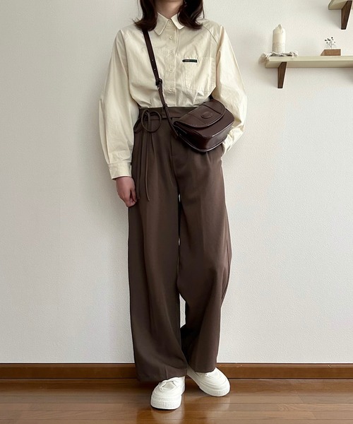 Cham.（チャム）の「ウエストリボンワイドパンツ（その他パンツ・レディース・ブラック/ベージュ/ブラウン・F）」の21枚目の写真