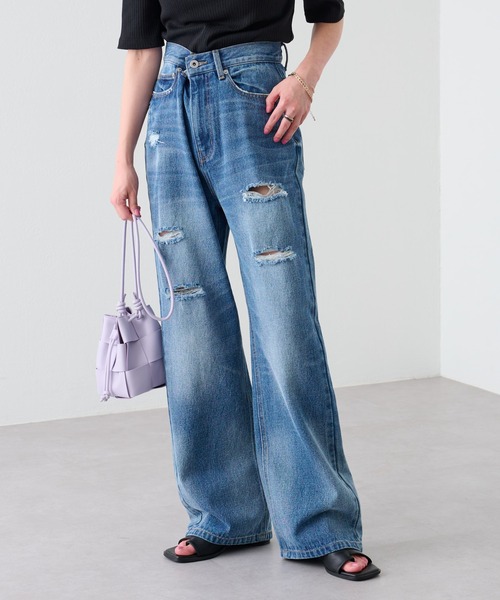 COLONY 2139（コロニートゥーワンスリーナイン）の「クラッシュデニム（デニムパンツ・レディース・ブラック/ブルー・FREE）」の2枚目の写真