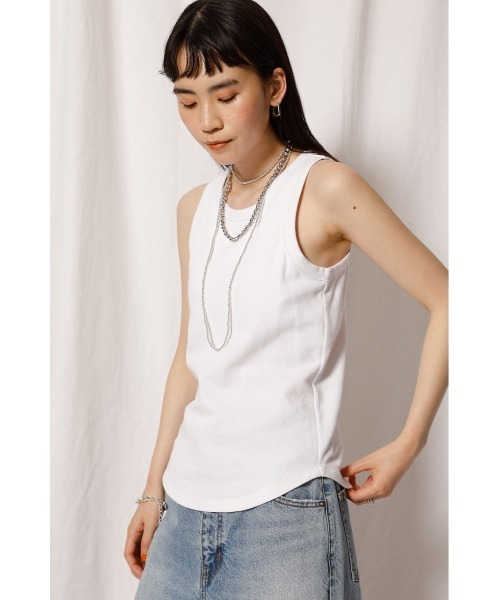 crie conforto（クリーコンフォルト）の「カップ付きアメスリタンク（タンクトップ・レディース・ホワイト/ブラック/カーキ・MEDIUM/LARGE/SMALL）」の6枚目の写真