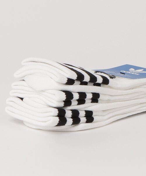 adidas(アディダス)の「【adidas/アディダス】ワンポイント オリジナルスロゴ刺繍 リブラインソックス/ 3Pセット/ アディダスオリジナルス(ソックス/靴下・メンズ・ホワイト/ブラック/マルチ・S/M)」の4枚目の写真