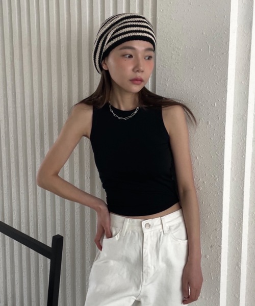 ストレッチ入りクロップド丈アメスリタンク（タンクトップ