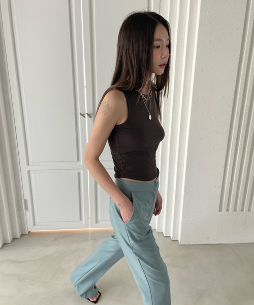 Didot.showroom（ディドット ショールーム）の「ストレッチ入りクロップド丈アメスリタンク（タンクトップ・レディース・ホワイト/ブラック/ブラウン/ピンク/ミント・FREE）」の19枚目の写真