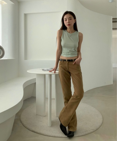 Didot.showroom（ディドット ショールーム）の「ストレッチ入りクロップド丈アメスリタンク（タンクトップ・レディース・ホワイト/ブラック/ブラウン/ピンク/ミント・FREE）」の7枚目の写真