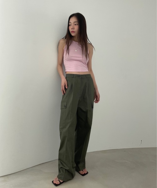 Didot.showroom（ディドット ショールーム）の「ストレッチ入りクロップド丈アメスリタンク（タンクトップ・レディース・ホワイト/ブラック/ブラウン/ピンク/ミント・FREE）」の16枚目の写真