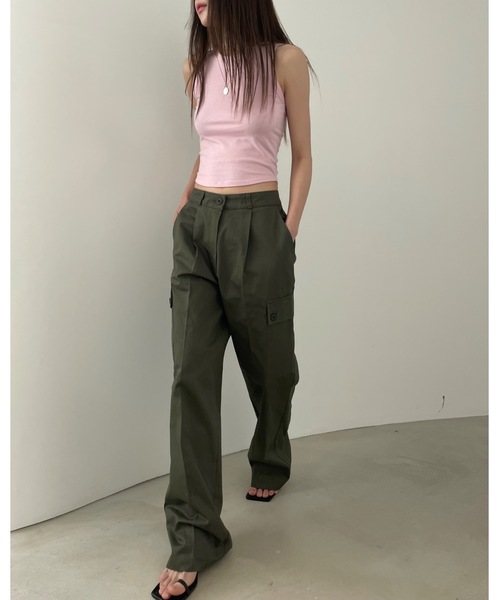 Didot.showroom（ディドット ショールーム）の「ストレッチ入りクロップド丈アメスリタンク（タンクトップ・レディース・ホワイト/ブラック/ブラウン/ピンク/ミント・FREE）」の17枚目の写真