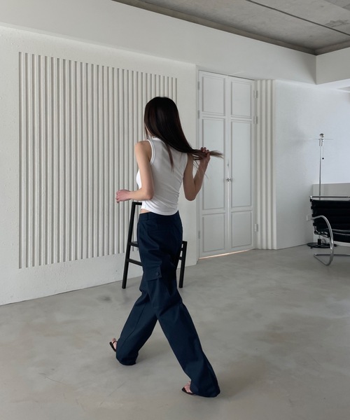 Didot.showroom（ディドット ショールーム）の「ストレッチ入りクロップド丈アメスリタンク（タンクトップ・レディース・ホワイト/ブラック/ブラウン/ピンク/ミント・FREE）」の22枚目の写真