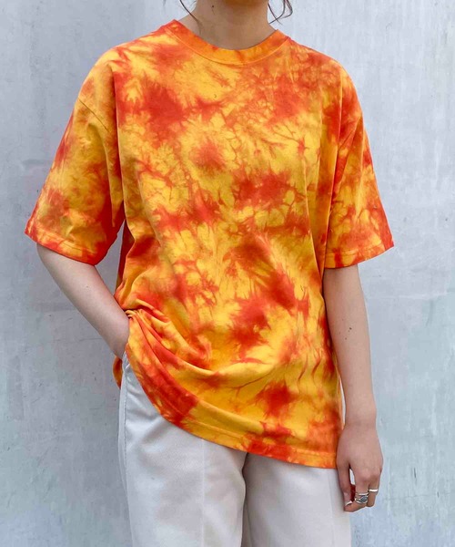 TRUSS（トラス）の「TRUSS/CROSS&STITCH / タイダイＴシャツ / TDT-148（Tシャツ/カットソー・メンズ・オレンジ/ネイビー/ピンク/ブラック・LARGE/X-LARGE/XX-LARGE/MEDIUM）」の4枚目の写真