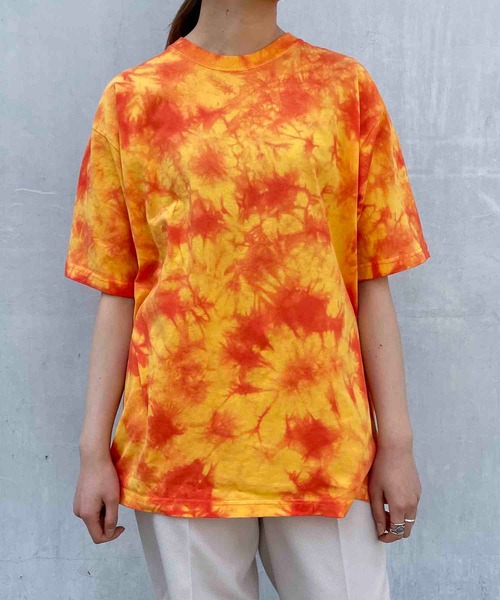 TRUSS（トラス）の「TRUSS/CROSS&STITCH / タイダイＴシャツ / TDT-148（Tシャツ/カットソー・メンズ・オレンジ/ネイビー/ピンク/ブラック・LARGE/X-LARGE/XX-LARGE/MEDIUM）」の9枚目の写真