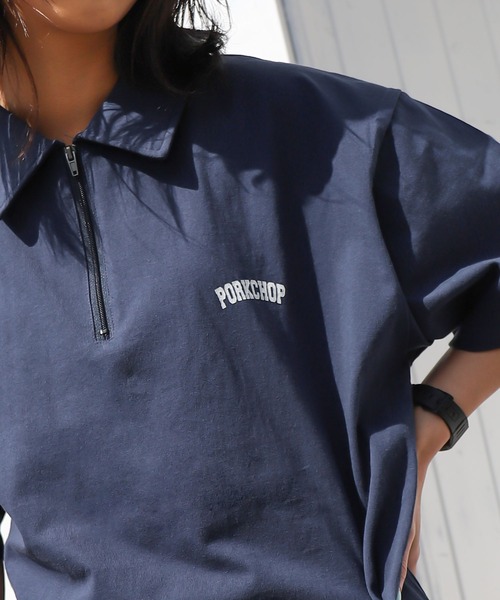 ZIP FIVE(ジップファイブ)の「【ZIP FIVE】ハーフジップ オーバーサイズ ワンポイント 半袖Tシャツ/ポロシャツ(ポロシャツ・メンズ・オートミール/ブラック/ネイビー/杢グレー/アイボリー系/ネイビー系/グレー系/アイボリー系1/ブラック系1/ネイビー系1/グレー系1/ブラック系・MEDIUM/LARGE/X-LARGE)」の19枚目の写真