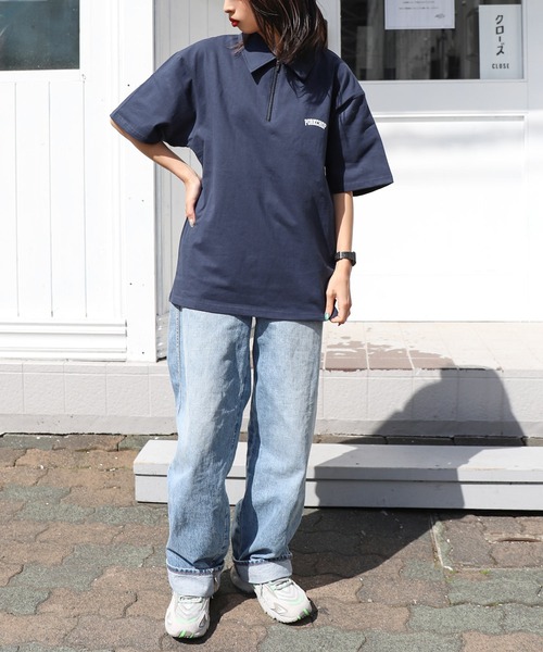 ZIP FIVE(ジップファイブ)の「【ZIP FIVE】ハーフジップ オーバーサイズ ワンポイント 半袖Tシャツ/ポロシャツ(ポロシャツ・メンズ・オートミール/ブラック/ネイビー/杢グレー/アイボリー系/ネイビー系/グレー系/アイボリー系1/ブラック系1/ネイビー系1/グレー系1/ブラック系・MEDIUM/LARGE/X-LARGE)」の18枚目の写真