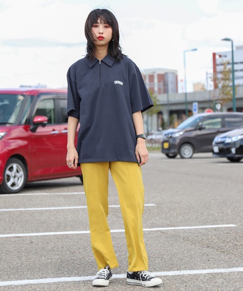 ZIP FIVE(ジップファイブ)の「【ZIP FIVE】ハーフジップ オーバーサイズ ワンポイント 半袖Tシャツ/ポロシャツ(ポロシャツ・メンズ・オートミール/ブラック/ネイビー/杢グレー/アイボリー系/ネイビー系/グレー系/アイボリー系1/ブラック系1/ネイビー系1/グレー系1/ブラック系・MEDIUM/LARGE/X-LARGE)」の22枚目の写真