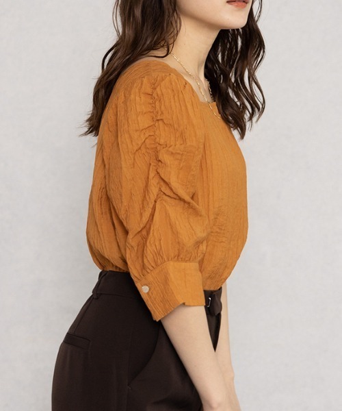 GeeRA（ジーラ）の「スクエアネックパワショルブラウス（シャツ/ブラウス・レディース・ベージュ/オレンジ・MEDIUM/LARGE/X-LARGE）」の14枚目の写真