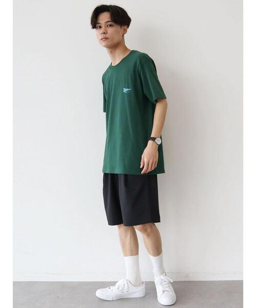 CRAFT STANDARD BOUTIQUE(クラフトスタンダードブティック)の「【別注】LA LIGHT MEAL「BROADSTREET」 *(Tシャツ/カットソー・メンズ・グリーン/ホワイト・LL/M/L)」の6枚目の写真