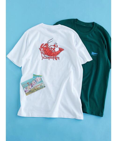 CRAFT STANDARD BOUTIQUE(クラフトスタンダードブティック)の「【別注】LA LIGHT MEAL「BROADSTREET」 *(Tシャツ/カットソー・メンズ・グリーン/ホワイト・LL/M/L)」の10枚目の写真