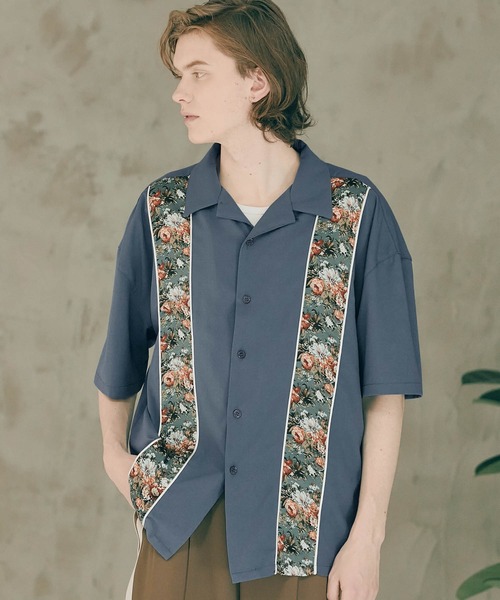 WONDER WONDER（ワンダーワンダー）の「柄ライン オープンカラーシャツ（シャツ/ブラウス・メンズ・ブラック/イエロー/ブルー・S/M/L）」の3枚目の写真