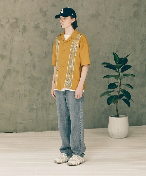 WONDER WONDER（ワンダーワンダー）の「柄ライン オープンカラーシャツ（シャツ/ブラウス・メンズ・ブラック/イエロー/ブルー・S/M/L）」の7枚目の写真