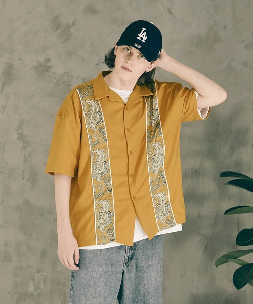 WONDER WONDER（ワンダーワンダー）の「柄ライン オープンカラーシャツ（シャツ/ブラウス・メンズ・ブラック/イエロー/ブルー・S/M/L）」の9枚目の写真