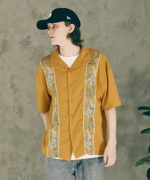 WONDER WONDER（ワンダーワンダー）の「柄ライン オープンカラーシャツ（シャツ/ブラウス・メンズ・ブラック/イエロー/ブルー・S/M/L）」の10枚目の写真