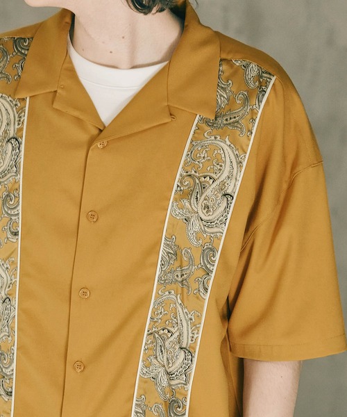 WONDER WONDER（ワンダーワンダー）の「柄ライン オープンカラーシャツ（シャツ/ブラウス・メンズ・ブラック/イエロー/ブルー・S/M/L）」の14枚目の写真