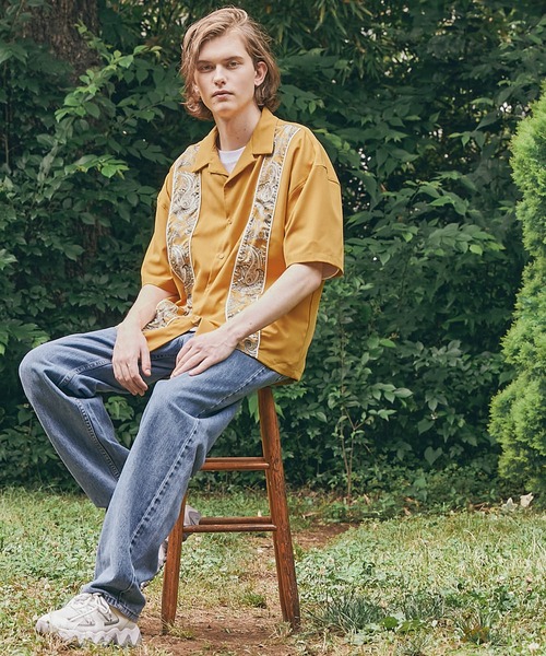 WONDER WONDER（ワンダーワンダー）の「柄ライン オープンカラーシャツ（シャツ/ブラウス・メンズ・ブラック/イエロー/ブルー・S/M/L）」の19枚目の写真