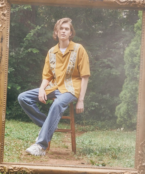 WONDER WONDER（ワンダーワンダー）の「柄ライン オープンカラーシャツ（シャツ/ブラウス・メンズ・ブラック/イエロー/ブルー・S/M/L）」の20枚目の写真