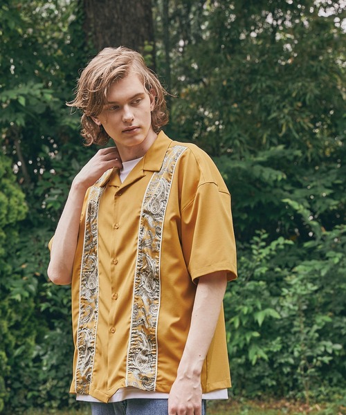 WONDER WONDER（ワンダーワンダー）の「柄ライン オープンカラーシャツ（シャツ/ブラウス・メンズ・ブラック/イエロー/ブルー・S/M/L）」の21枚目の写真