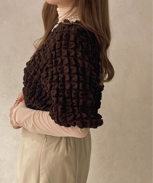 apres jour clair（アプレジュールクレア）の「【apres jour clair】ポコポコトップス【ZOZOTOWN限定アイテム】（Tシャツ/カットソー・レディース・ダークブラウン/アイボリー/グリーン・フリー/X-LARGE）」の13枚目の写真