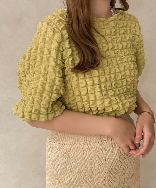 apres jour clair（アプレジュールクレア）の「【apres jour clair】ポコポコトップス【ZOZOTOWN限定アイテム】（Tシャツ/カットソー・レディース・ダークブラウン/アイボリー/グリーン・フリー/X-LARGE）」の8枚目の写真