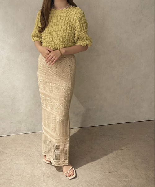 apres jour clair（アプレジュールクレア）の「【apres jour clair】ポコポコトップス【ZOZOTOWN限定アイテム】（Tシャツ/カットソー・レディース・ダークブラウン/アイボリー/グリーン・フリー/X-LARGE）」の14枚目の写真