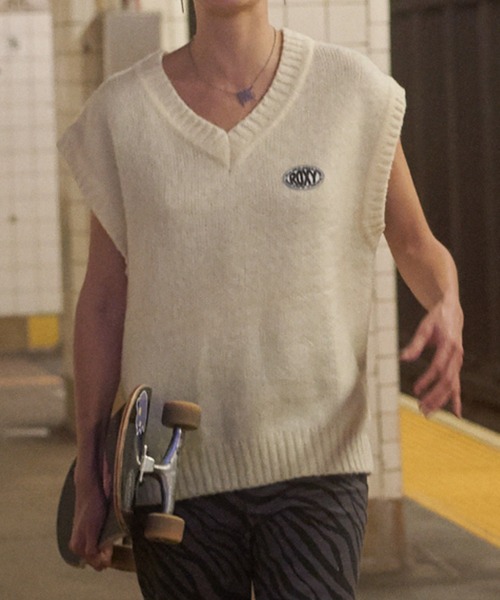 ROXY(ロキシー)の「ROXY SKATE/ロキシースケート 無地/ゼブラ柄/ニットベスト RSR224609T(ベスト・レディース・ホワイト/マルチ・M/L)」の15枚目の写真
