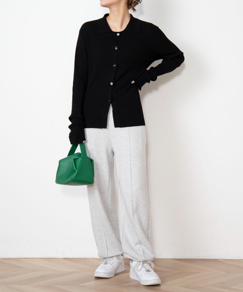 WEGO（ウィゴー）の「WEGO/襟付きワイドリブカーディガン（カーディガン/ボレロ・レディース・ブラック/ライム・FREE）」の11枚目の写真