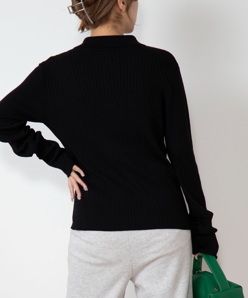 WEGO（ウィゴー）の「WEGO/襟付きワイドリブカーディガン（カーディガン/ボレロ・レディース・ブラック/ライム・FREE）」の13枚目の写真