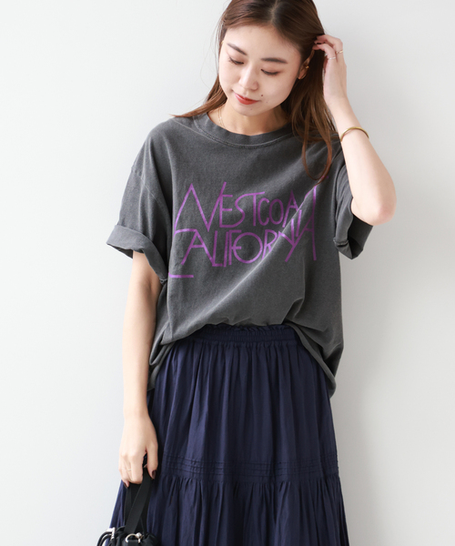 THE DAY ON THE BEACH(ザデイオンザビーチ)の「【THE DAY ON THE BEACH】CUT OFF T-SH:Tシャツ(Tシャツ/カットソー・レディース・ブラック/ブラック系その他/ナチュラル/グリーン系その他/ブラック系その他2・FREE)」の3枚目の写真