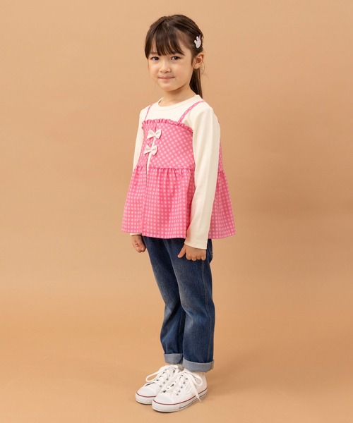 KP(ケーピー)の「リボンポケットのデニムニットパンツ(100~130cm)(デニムパンツ・キッズ・ネイビー・110cm/120cm/130cm)」の4枚目の写真