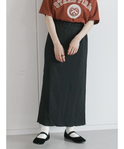 ehka sopo（エヘカソポ）の「しぼしぼカットペンシルスカート（スカート・レディース・グリーン/ブラウン/ブラック・ﾌﾘ-）」の2枚目の写真