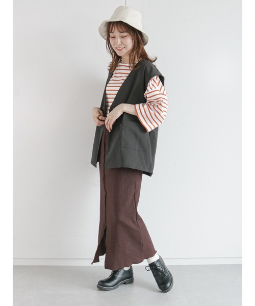 ehka sopo（エヘカソポ）の「しぼしぼカットペンシルスカート（スカート・レディース・グリーン/ブラウン/ブラック・ﾌﾘ-）」の13枚目の写真