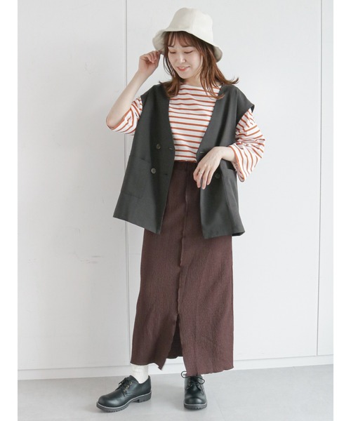 ehka sopo（エヘカソポ）の「しぼしぼカットペンシルスカート（スカート・レディース・グリーン/ブラウン/ブラック・ﾌﾘ-）」の14枚目の写真