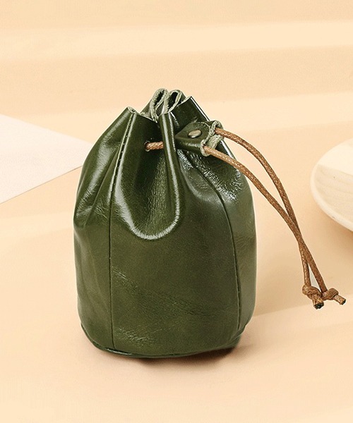 HERMES 巾着 レザー ブラウン コインケース HERMES 巾着 レザー ブラウン コインケース