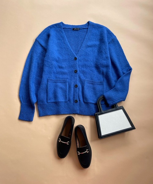 ＪＵＧＬＡＮＳ（ユグランス）の「☆ ふわっと柔らか。起毛モヘアタッチルーズカーディガン　162704（カーディガン/ボレロ・レディース・ブラック/オレンジ/ピンク/ライトグリーン/ブルー・FREE）」の4枚目の写真