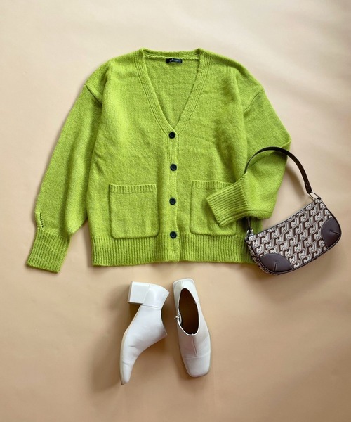 ＪＵＧＬＡＮＳ（ユグランス）の「☆ ふわっと柔らか。起毛モヘアタッチルーズカーディガン　162704（カーディガン/ボレロ・レディース・ブラック/オレンジ/ピンク/ライトグリーン/ブルー・FREE）」の3枚目の写真